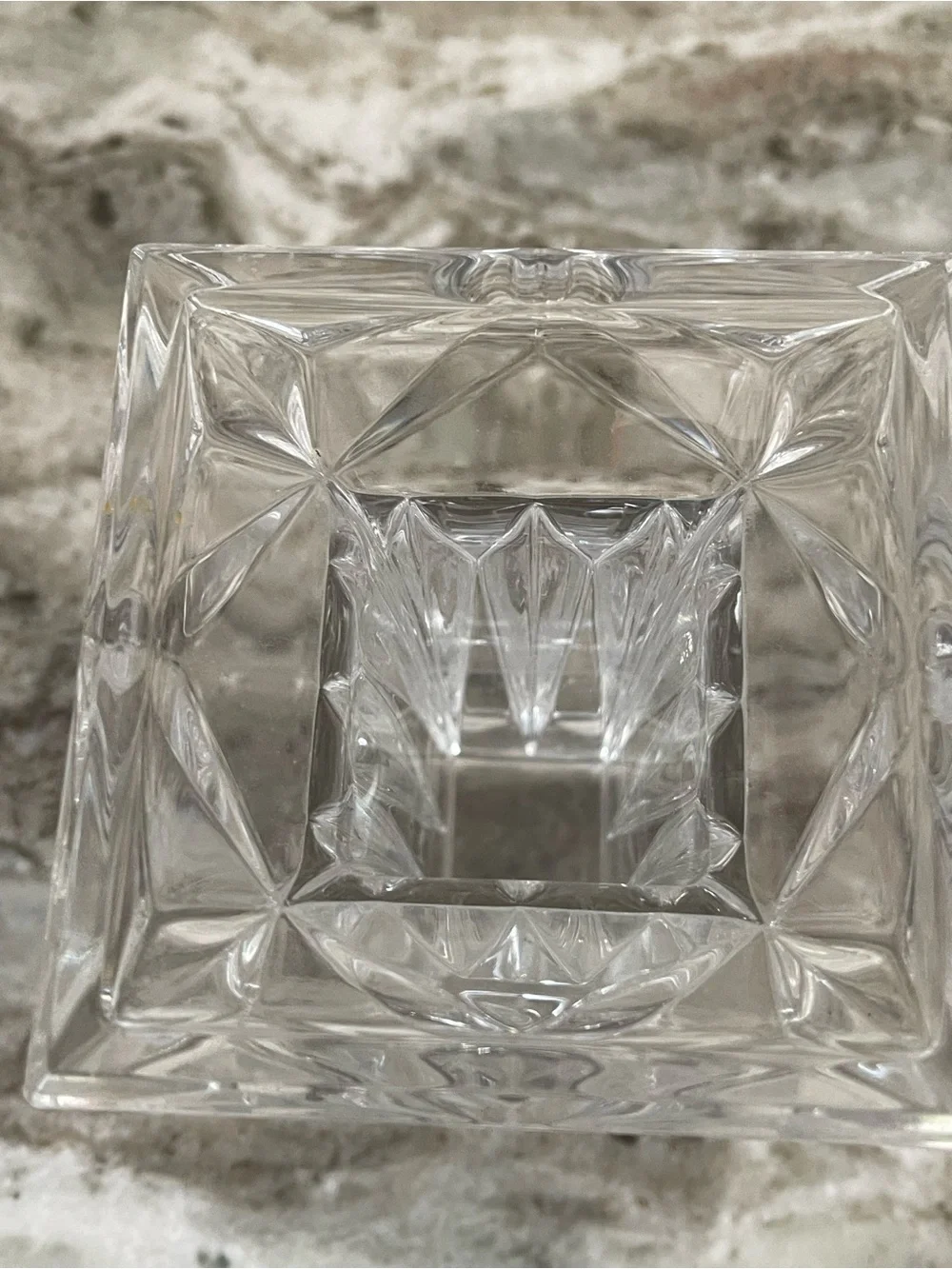 Vintage PartyLite Quad Crystal Square Pedestal Pillar Candle Holder